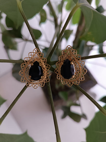 Aretes Topos filigrana Gotas negras