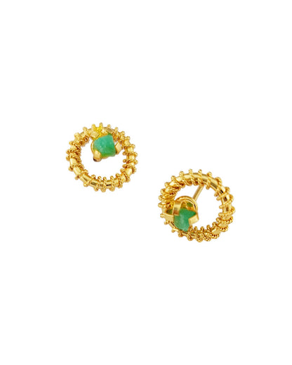 Aretes Topos mini Elida con Esmeralda en bruto