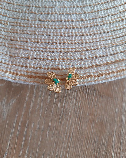 Aretes mini en filigrana con esmeralda Elba