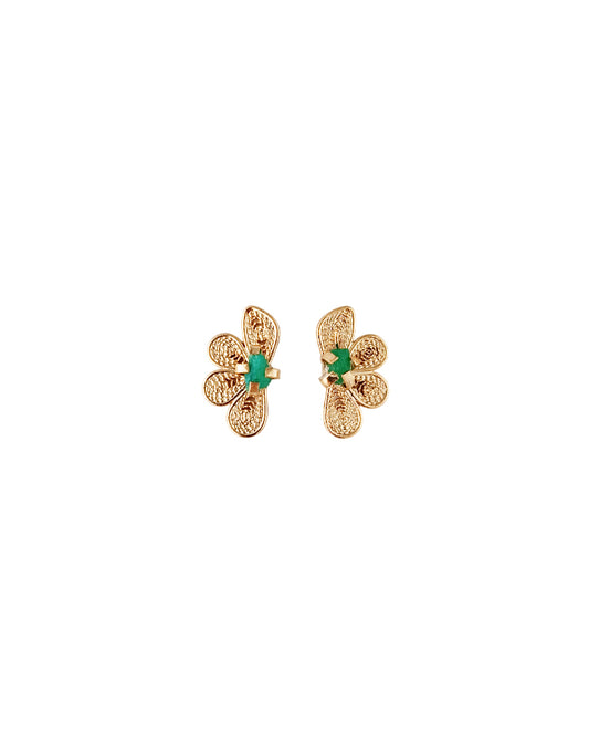 Aretes mini en filigrana con esmeralda Elba
