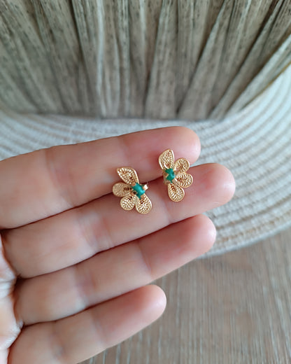 Aretes mini en filigrana con esmeralda Elba