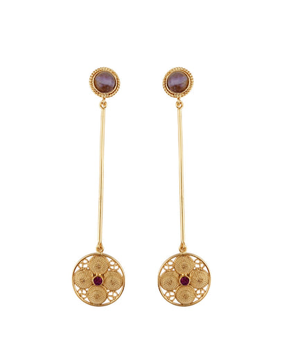 Aretes largos filigrana y amatista Atanasia