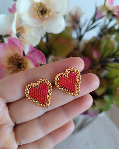 Aretes Topos corazón Tejidos