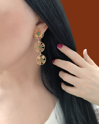 Aretes tripe circulo en filigrana Celina