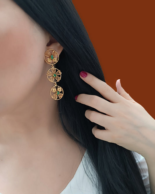 Aretes tripe circulo en filigrana Celina