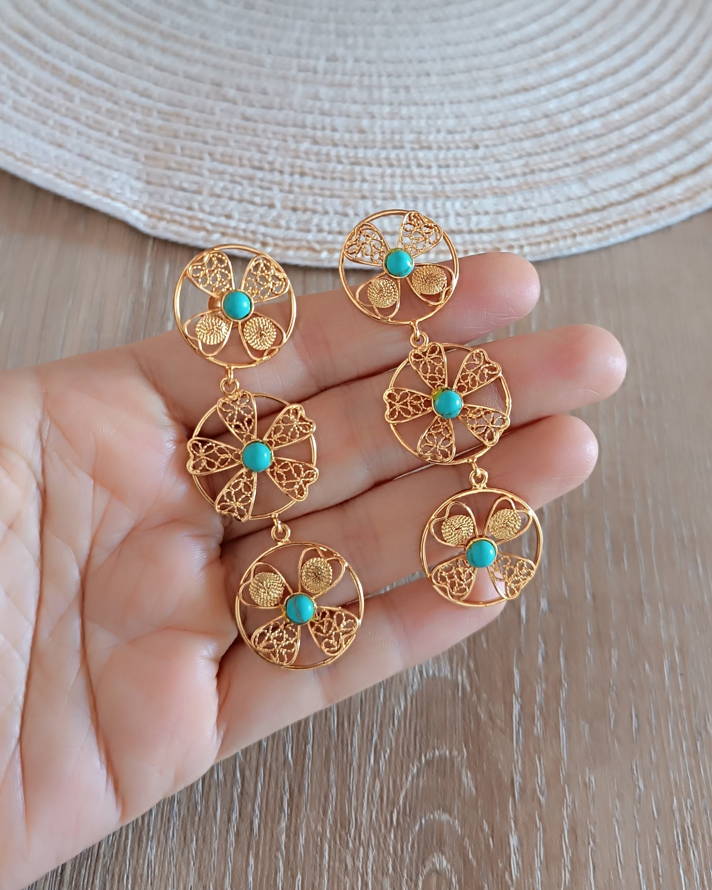 Aretes tripe circulo en filigrana Celina