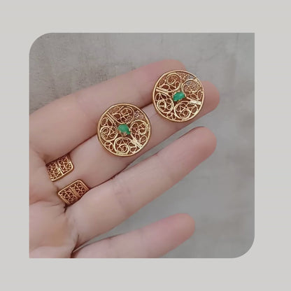 Arete filigrana con esmeralda Samantha